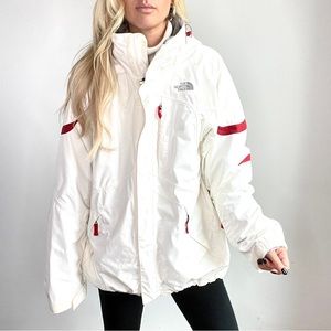 The North Face White Ski Jacket with Red Accent
